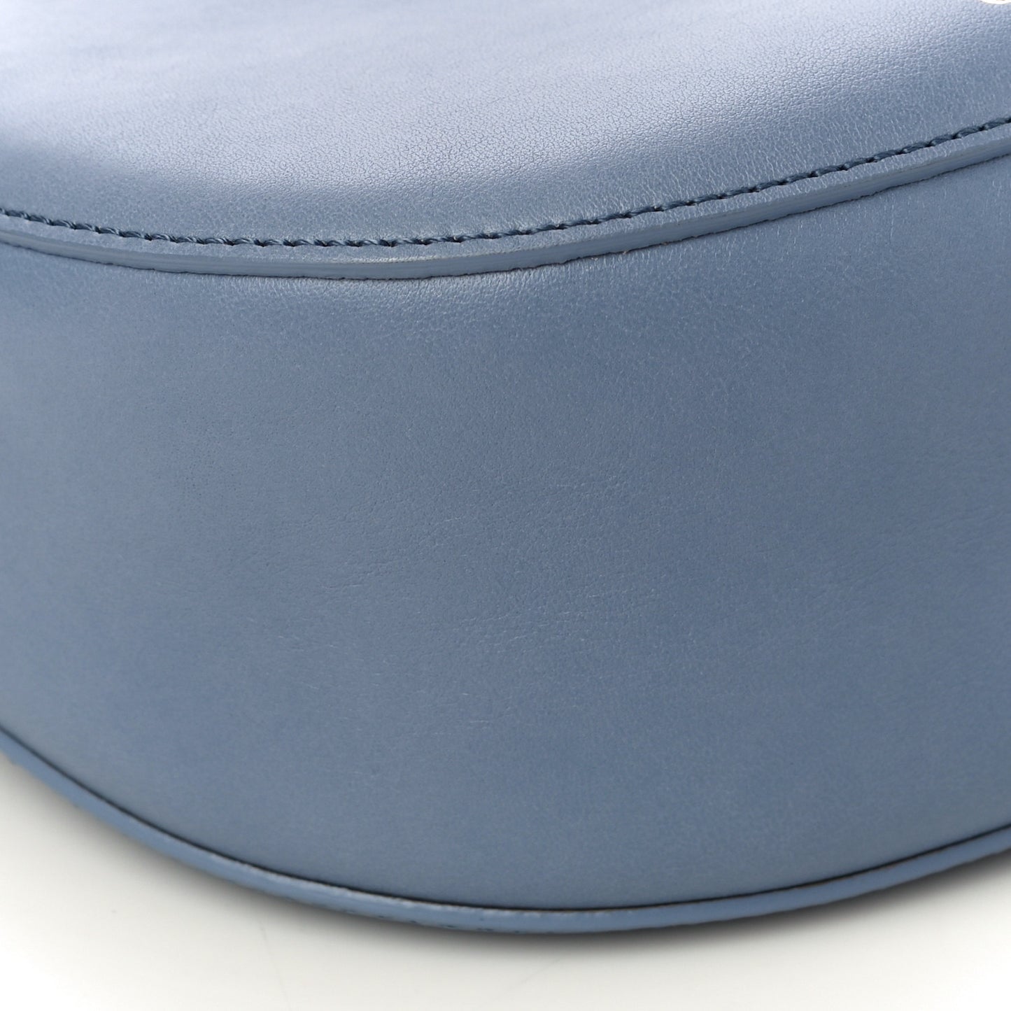 Small Grain Calfskin Kiss Bag Gentle Blue