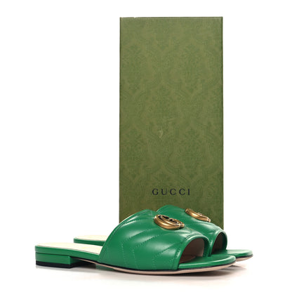Gucci Nappa Matelasse GG Marmont Flat Slide Sandals 36.5 New Shamarock 10 of 10