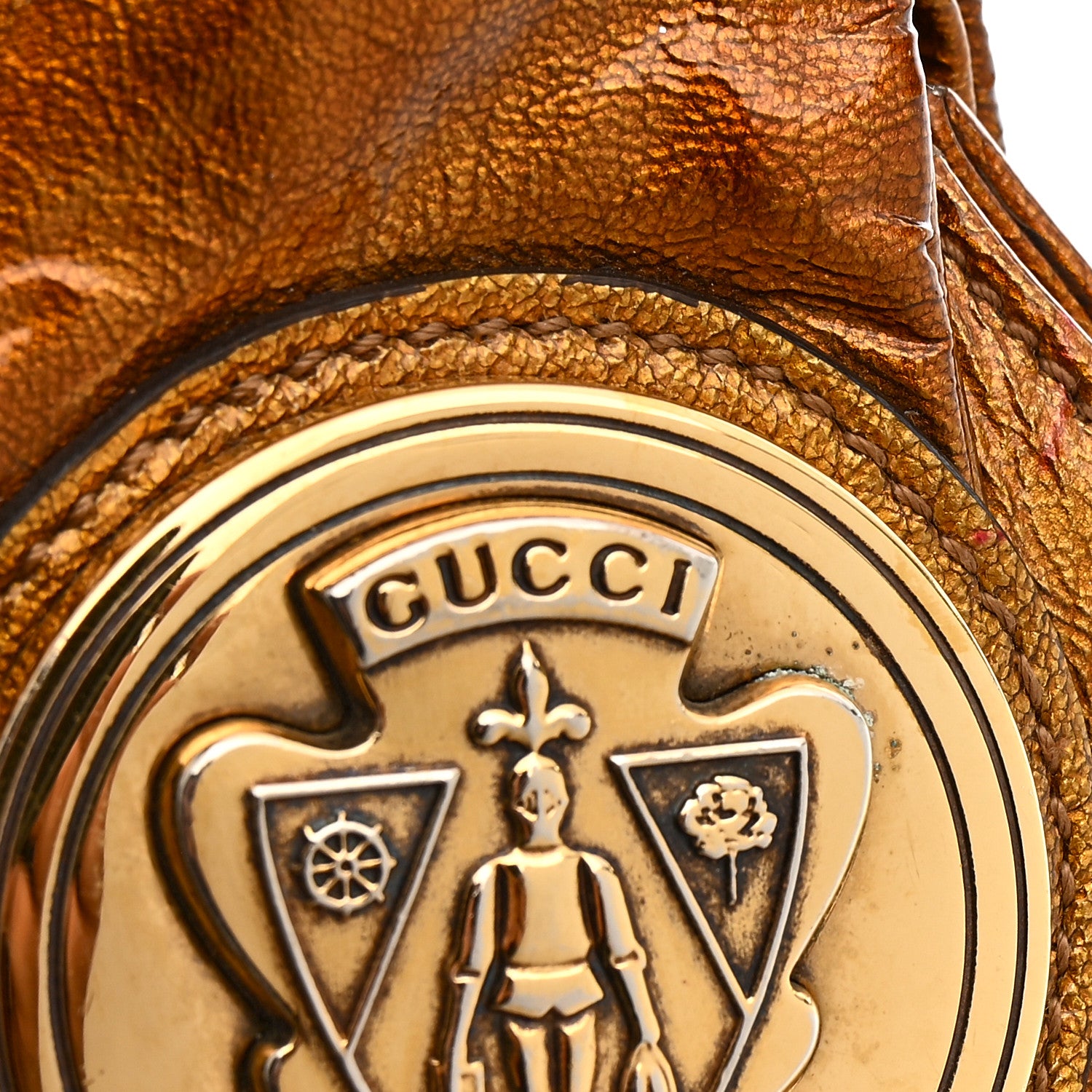 Gucci Patent Medium Hysteria Top Handle Bag Gold 1830824