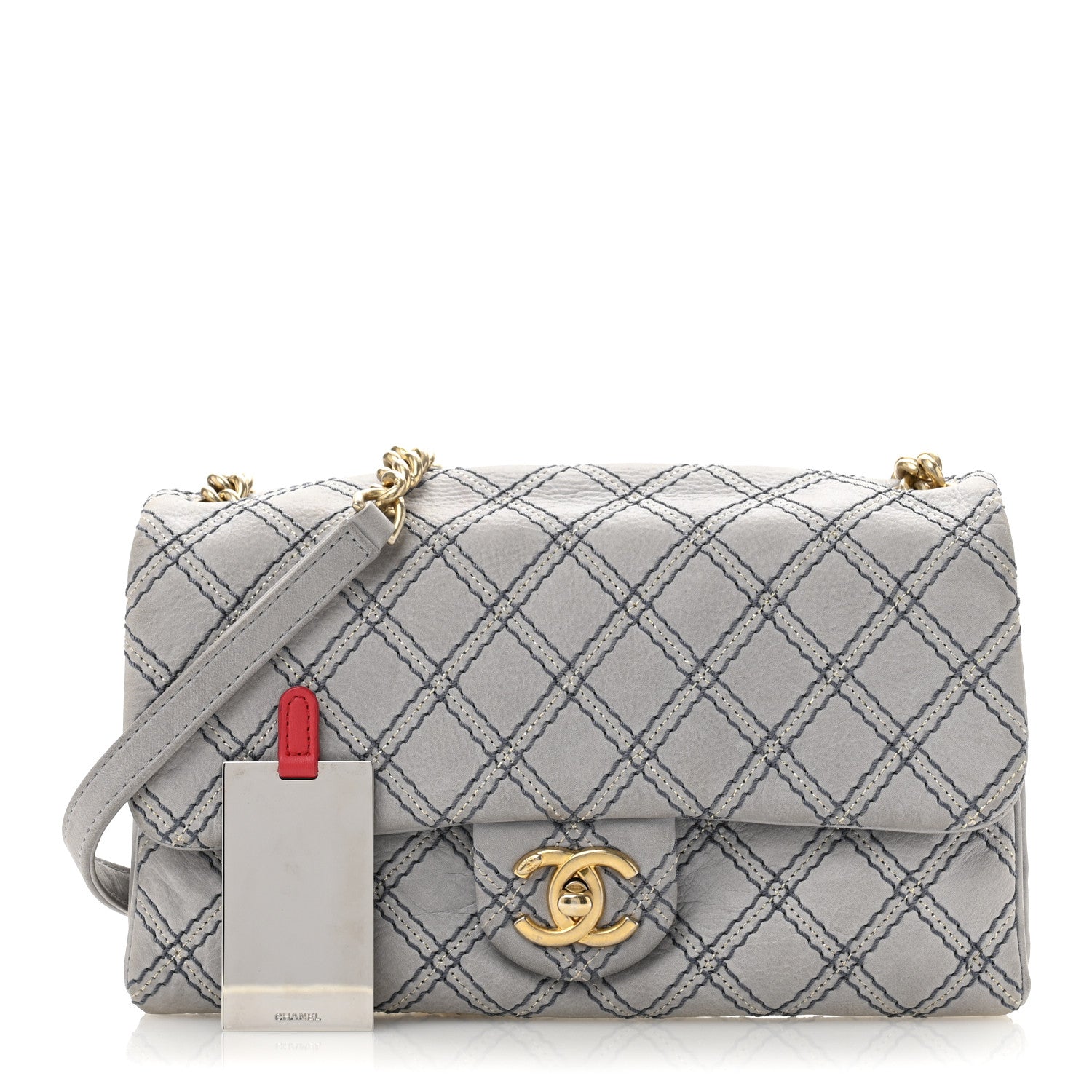 Chanel Iridescent Calfskin Triple Stitched Flap Grey 1 of 14