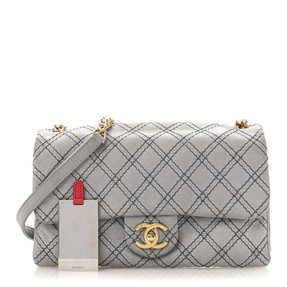 Chanel Iridescent Calfskin Triple Stitched Flap Grey 1 of 14