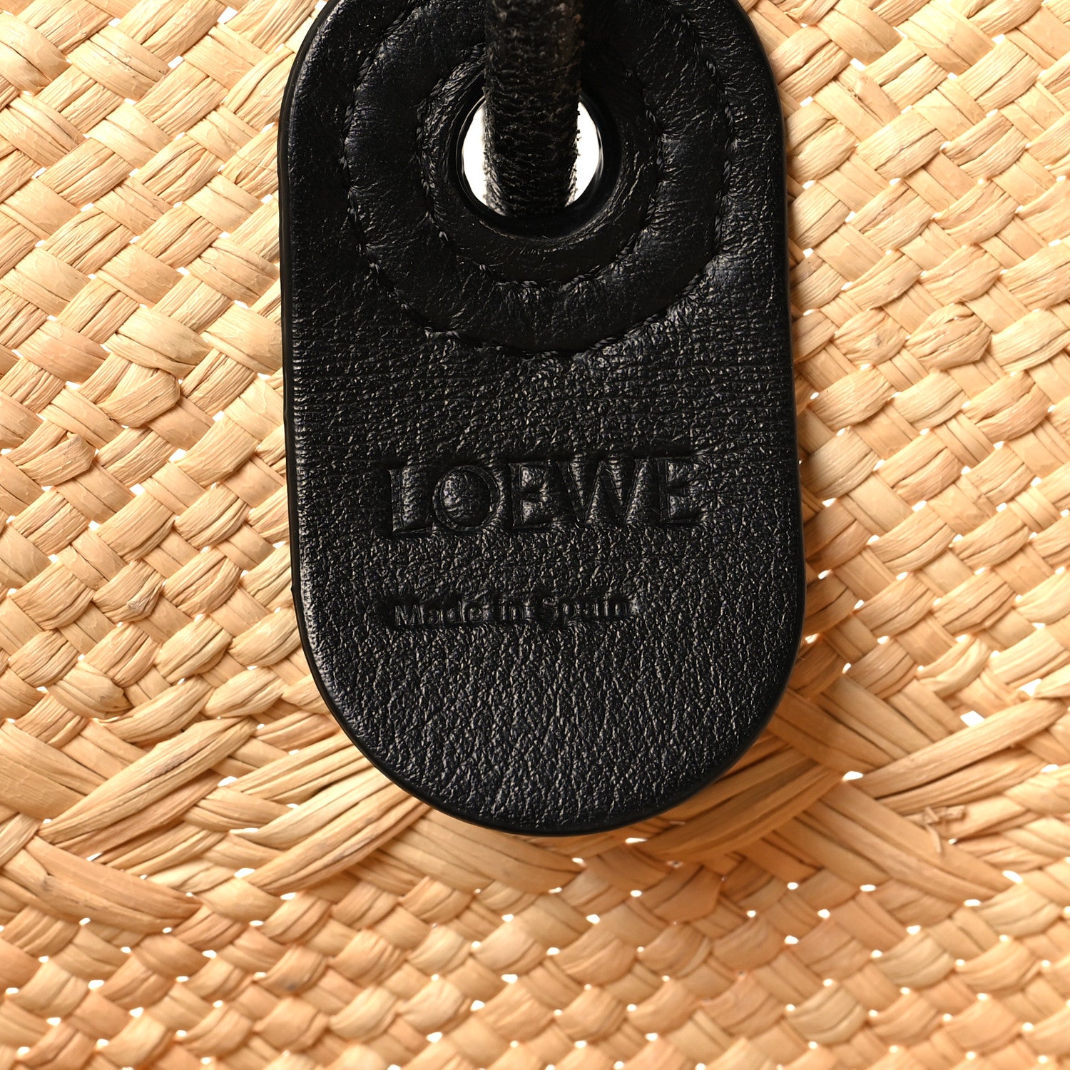 Loewe Iraca Palm Calfskin Medium Anagram Basket Bag Natural Black 6 of 11