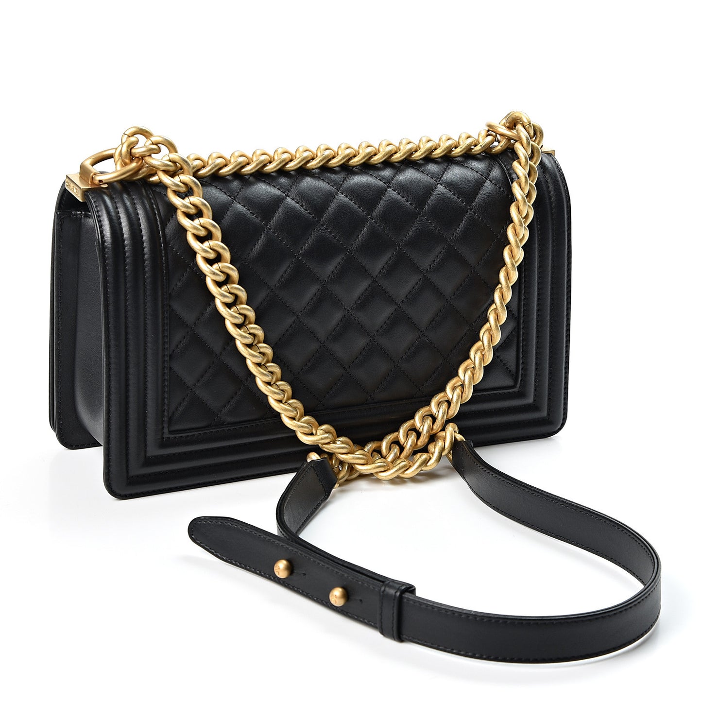 Calfskin Quilted Medium Boy Flap Black