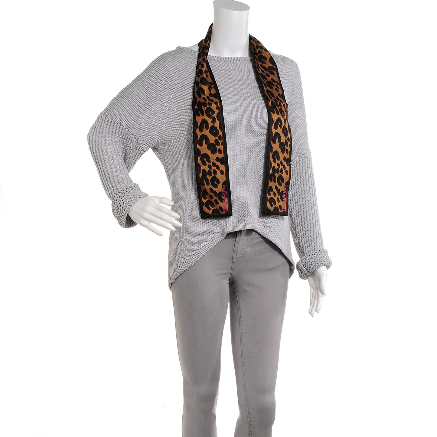 Silk Leopard Bandeau Scarf Marron