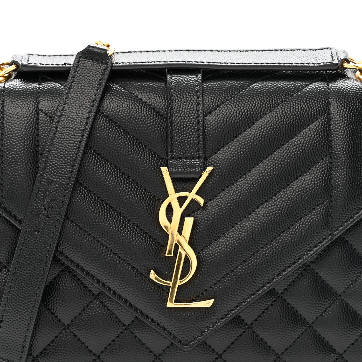 Saint Laurent Grain De Poudre Textured Mixed Matelasse Triquilt Medium Monogram Satchel Black 8 of 12