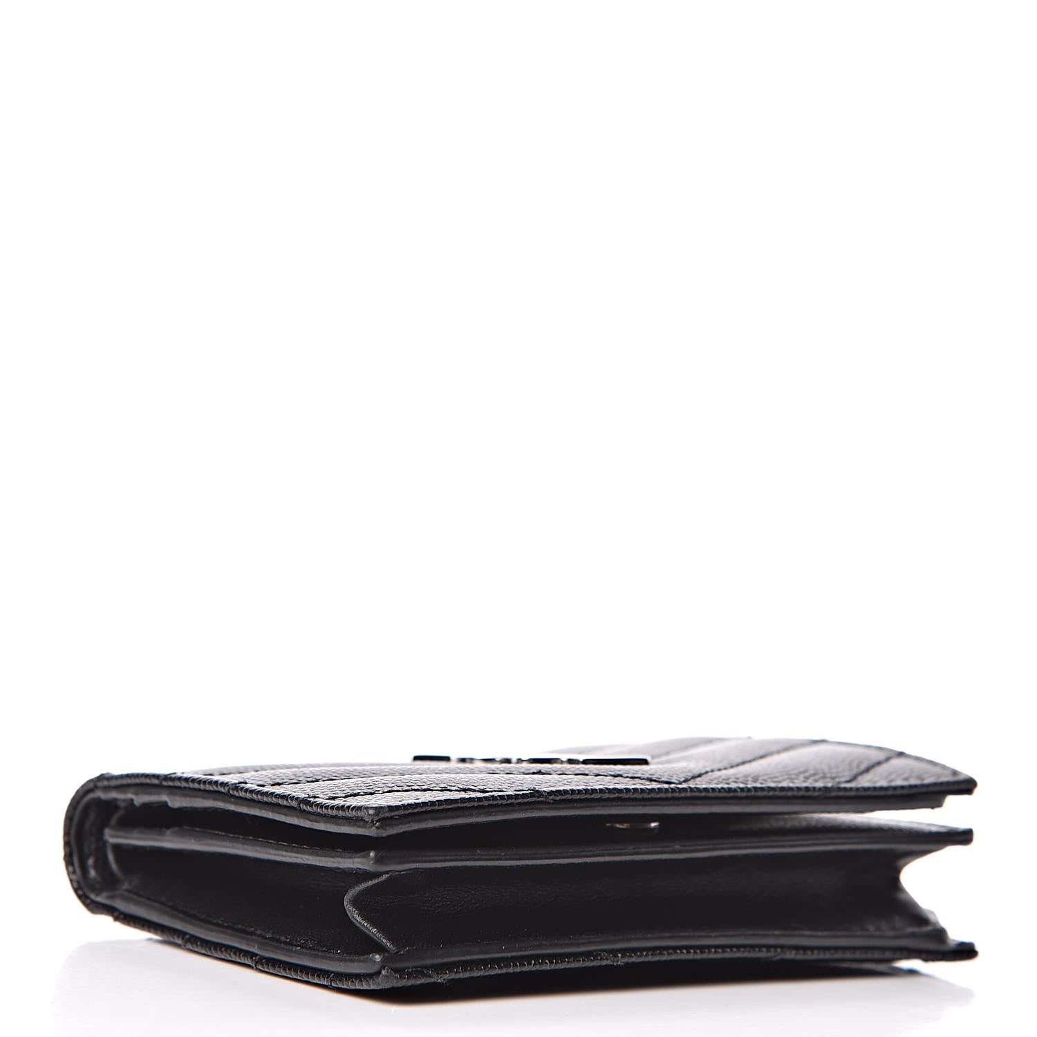 Saint Laurent Grain De Poudre Matelasse Chevron Monogram Card Case Black 4 of 10