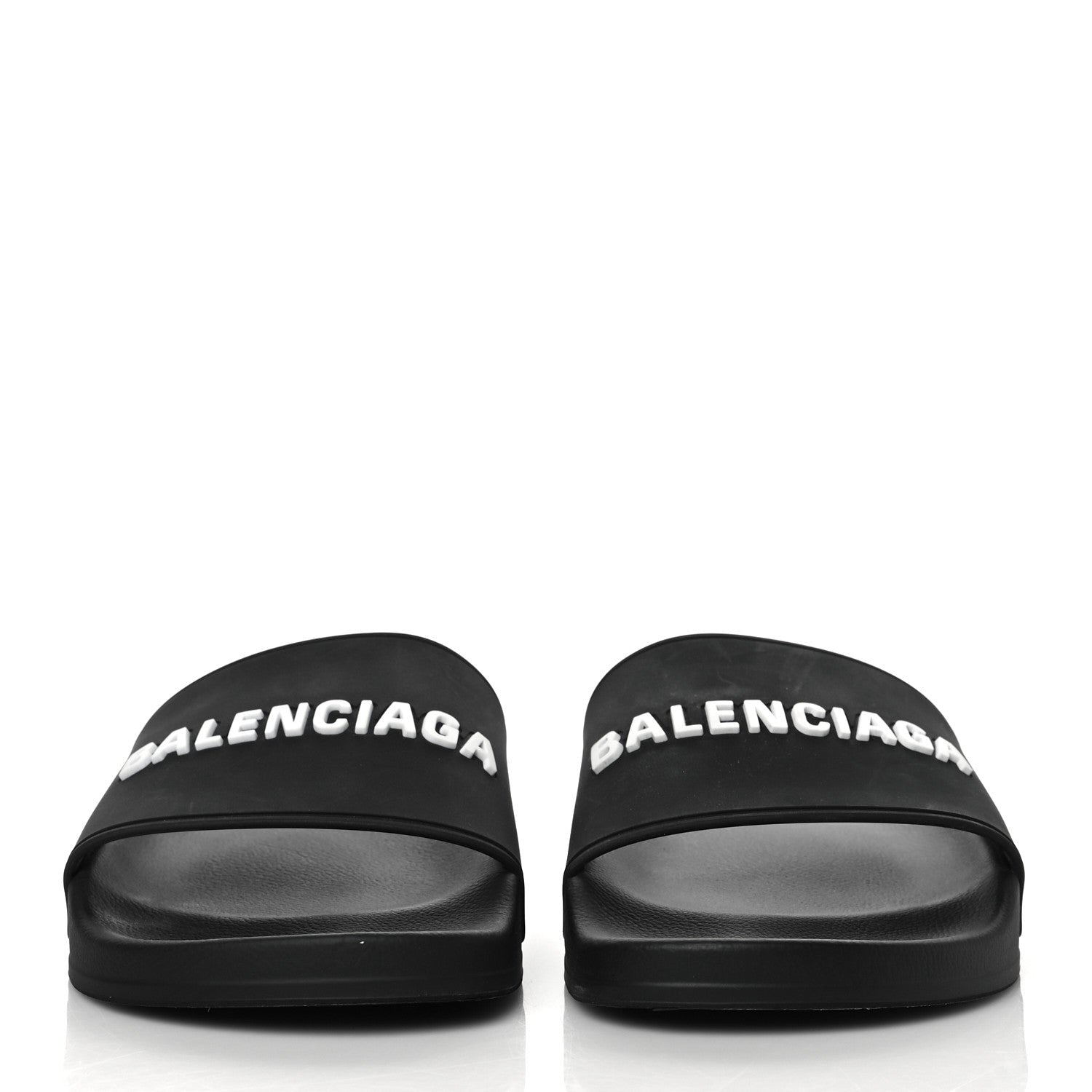 Balenciaga Rubber Womens Logo Pool Slide Sandals 41 Black White 2 of 7