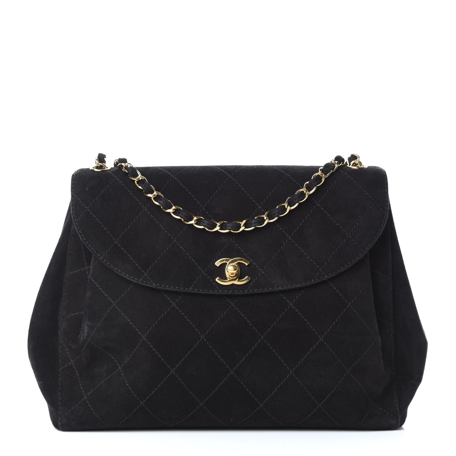 Chanel Suede Diamond Stitched Flap Bag Black 1 of 9