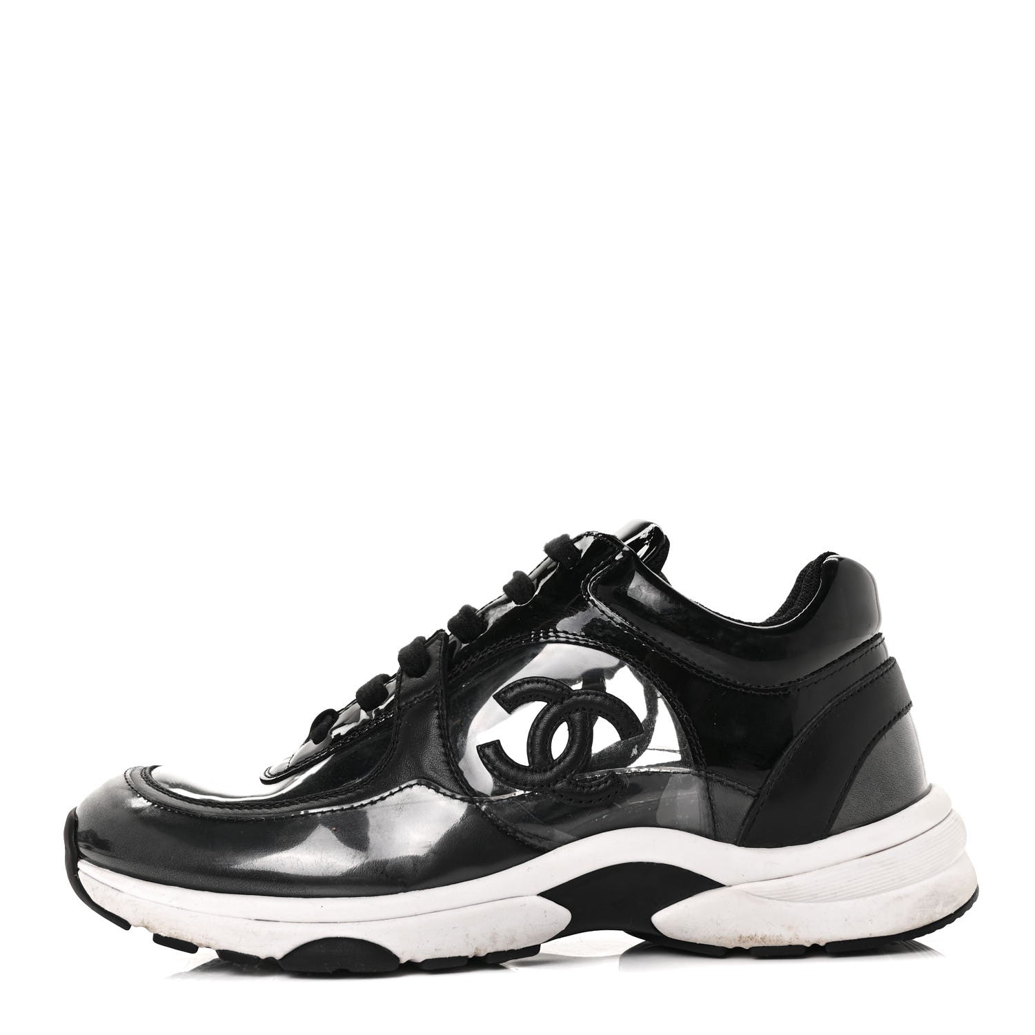 Chanel Calfskin Patent Transparent Sneakers 36.5 Black 1 of 6