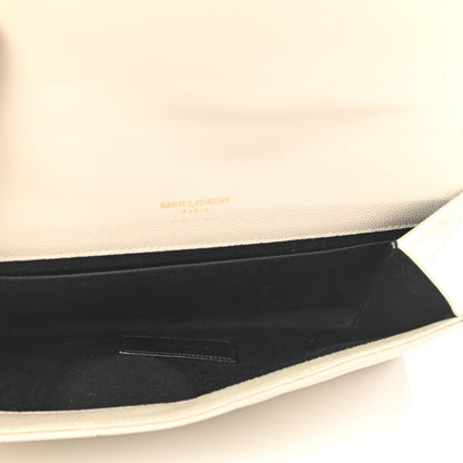 Saint Laurent Grain De Poudre Matelasse Chevron Monogram Envelope Clutch Blanc Vintage 5 of 11