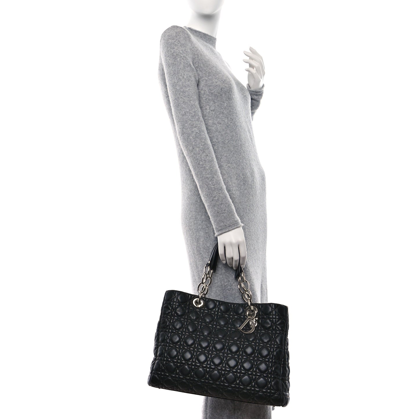 Lambskin Cannage Medium Dior Soft Shopping Tote Black
