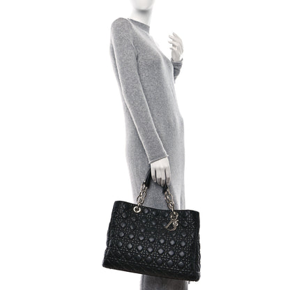 Christian Dior Lambskin Cannage Medium Dior Soft Shopping Tote Black 2 of 10