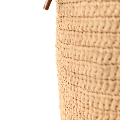 Saint Laurent Raffia Vegetable Tanned Calfskin Le 37 Bucket Bag Natural Brick 12 of 14