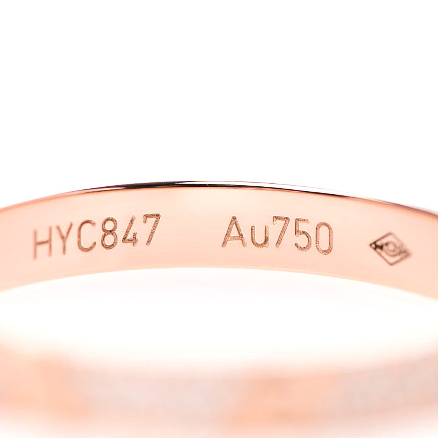 18K Pink Gold Diamond 2.6mm LOVE Paved Band Ring 49 4.75