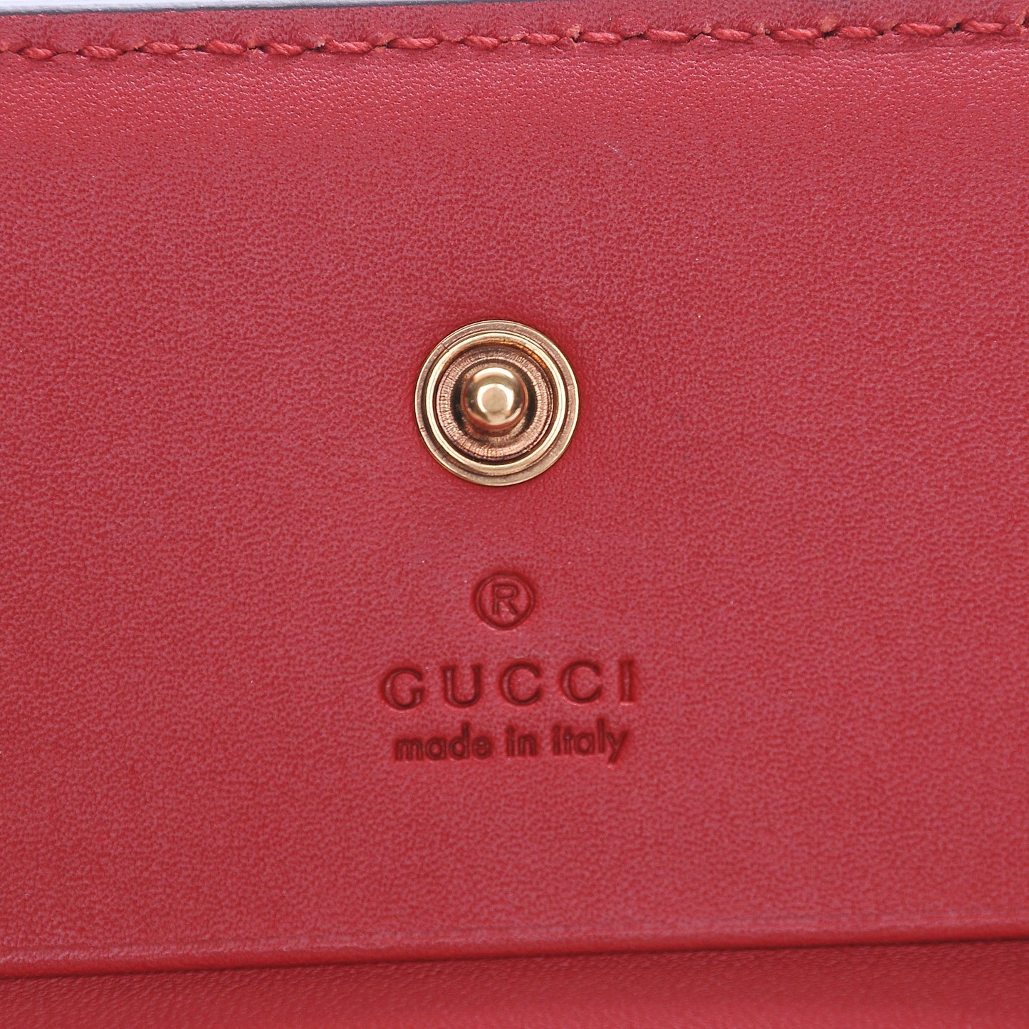 GG Supreme Monogram Cherry Embellished Card Case Wallet Hibiscus Red