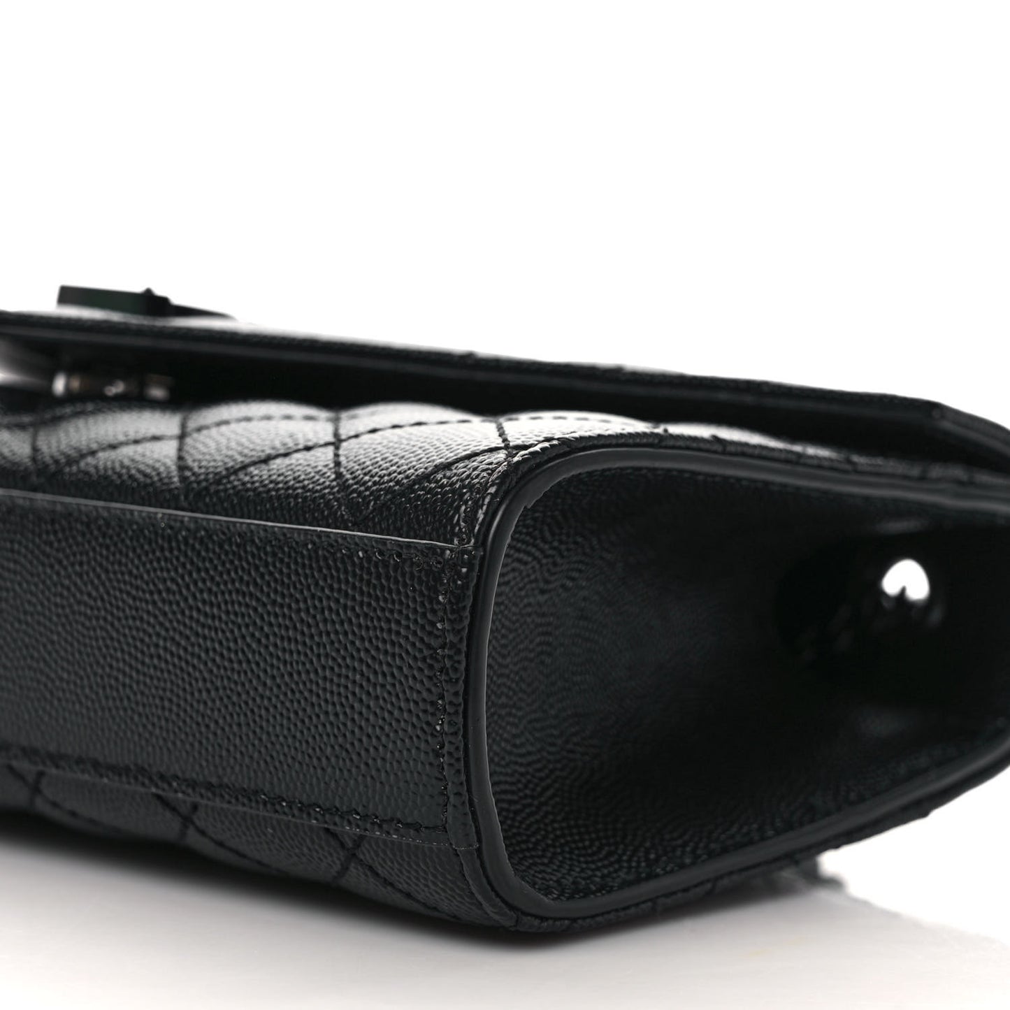 Grain De Poudre Textured Mixed Matelasse Triquilt Small Monogram Monochrome Satchel Black