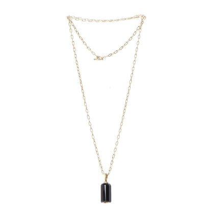 David Yurman 18K Yellow Gold Diamond Black Onyx Barrels Pendant Necklace 3 of 6