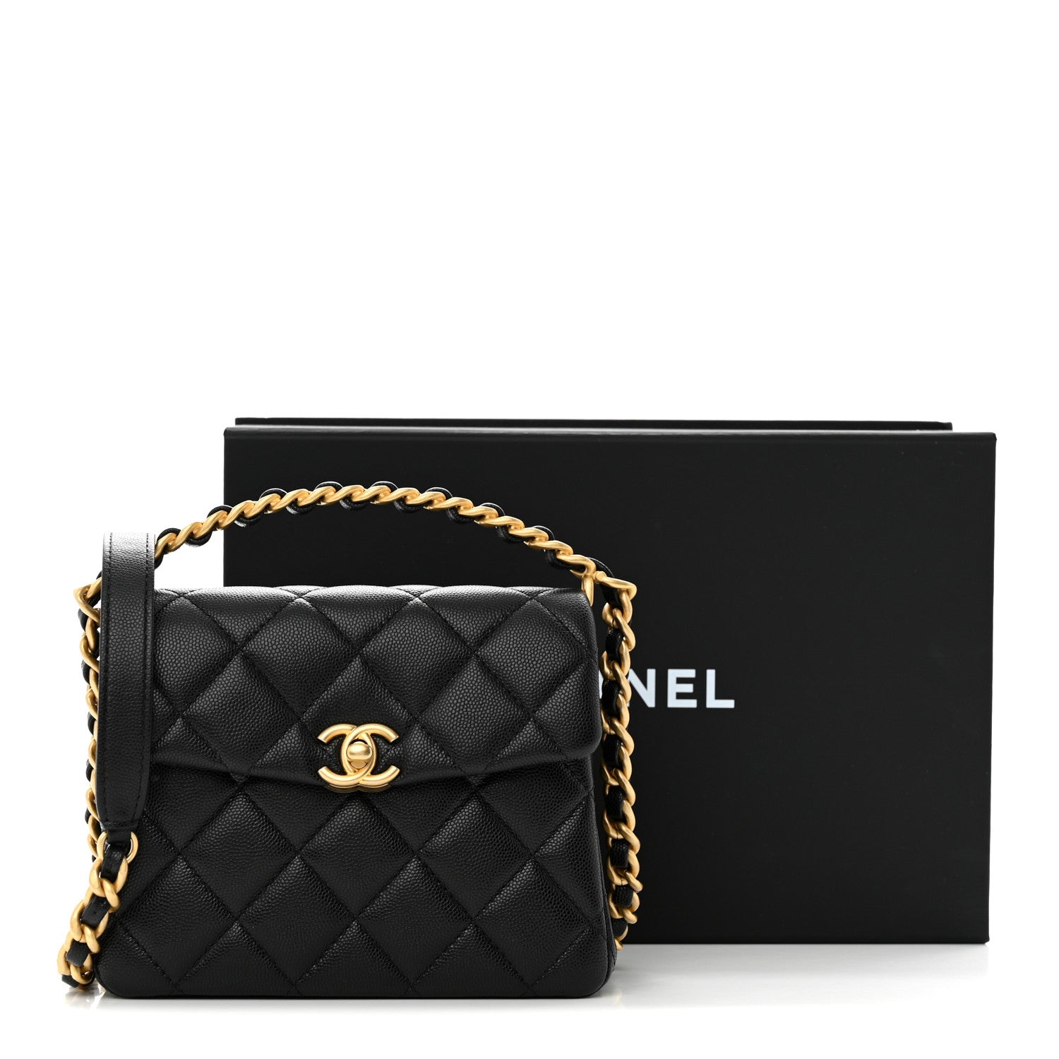 Chanel Caviar Quilted 31 Rue Cambon Mini Top Handle Flap Black