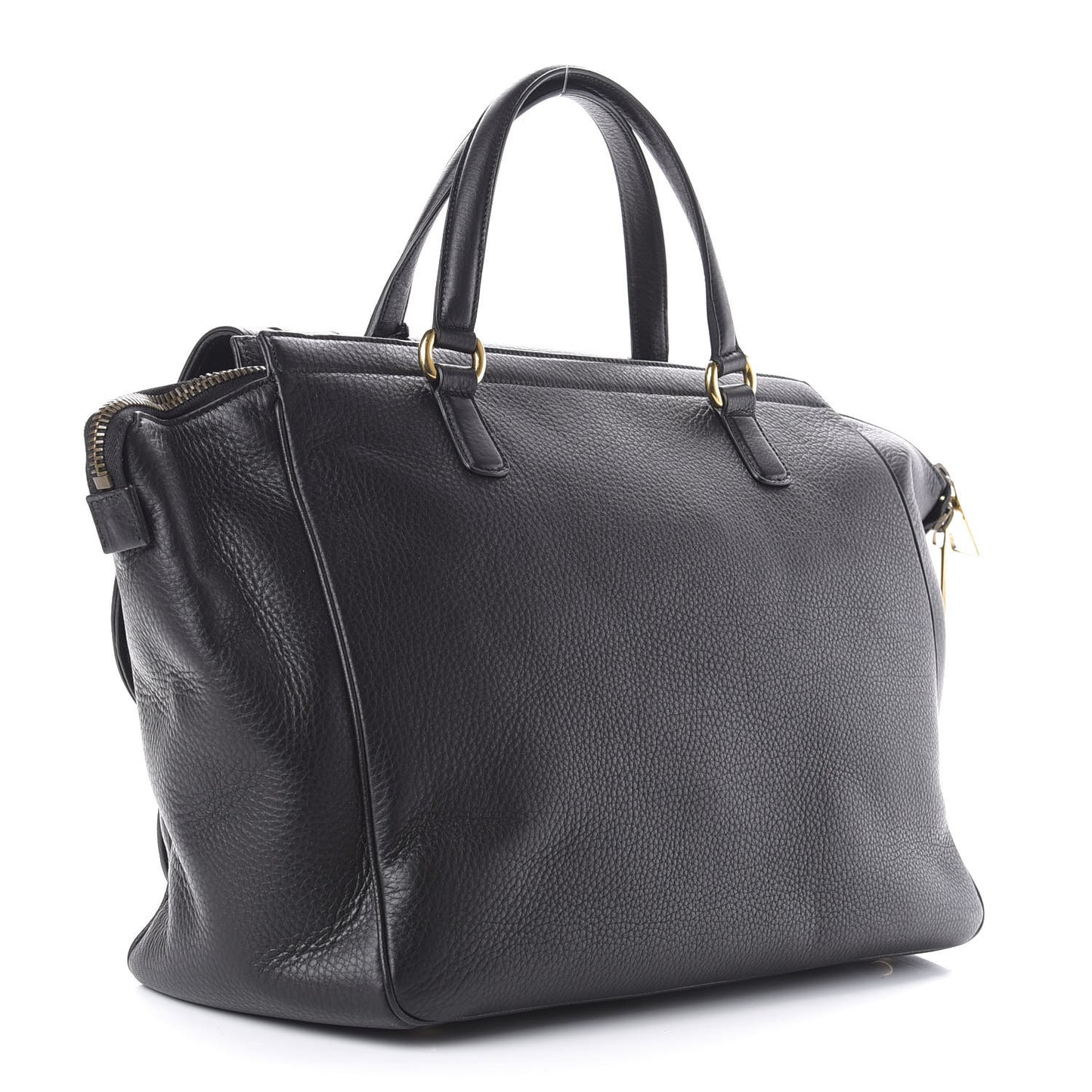Pebbled Calfskin Medium 1973 Top Handle Satchel Black