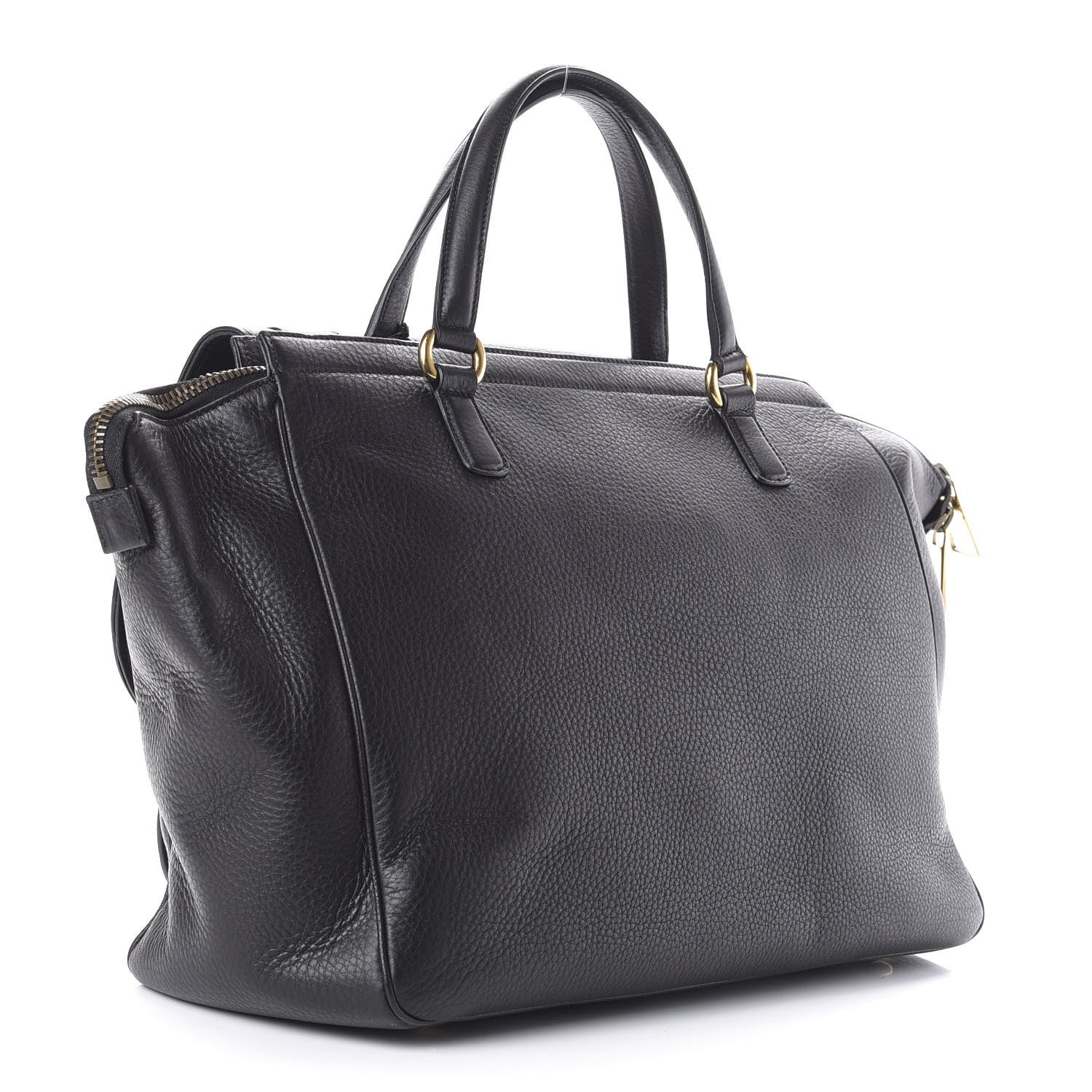 Gucci Pebbled Calfskin Medium 1973 Top Handle Satchel Black 3 of 10