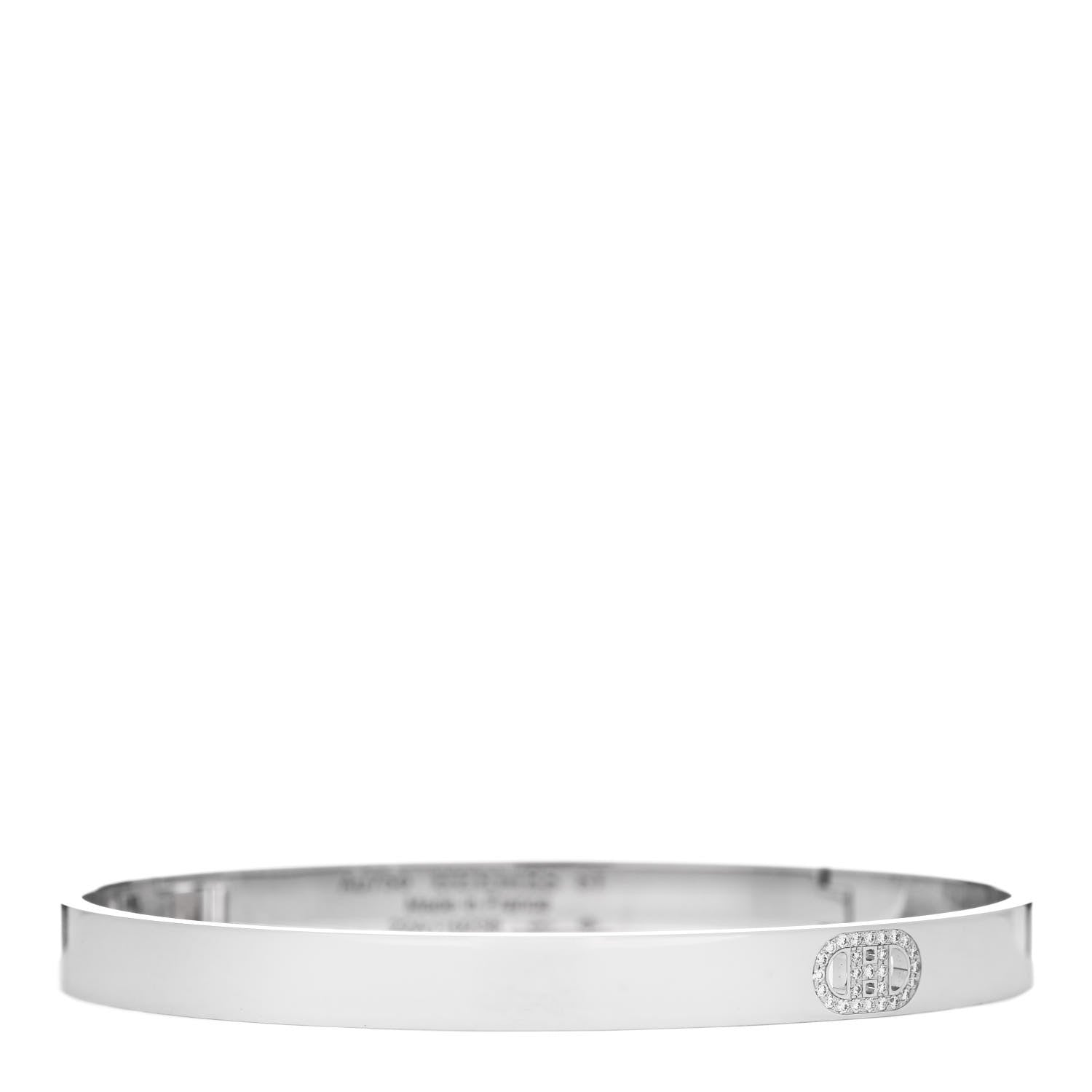 Hermes 18K White Gold Diamond PM H D'Ancre Bracelet ST 1 of 4