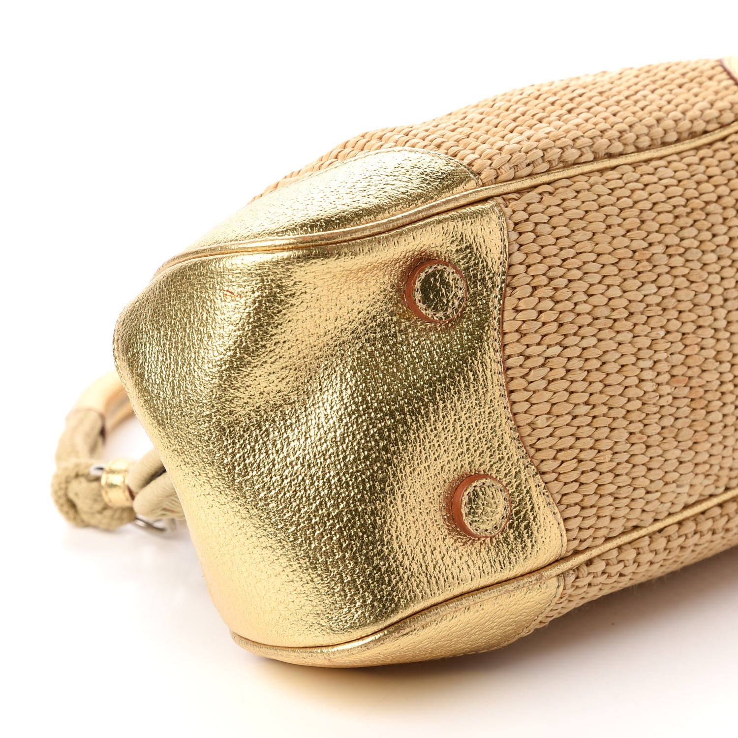 Prada Paglia Cinghiale Frame Satchel Naturale Oro 6 of 12