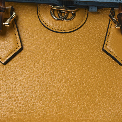 Gucci Textured Dollar Calfskin Web Mini Diana Tote Bag Yellow Dusty Azure 8 of 13