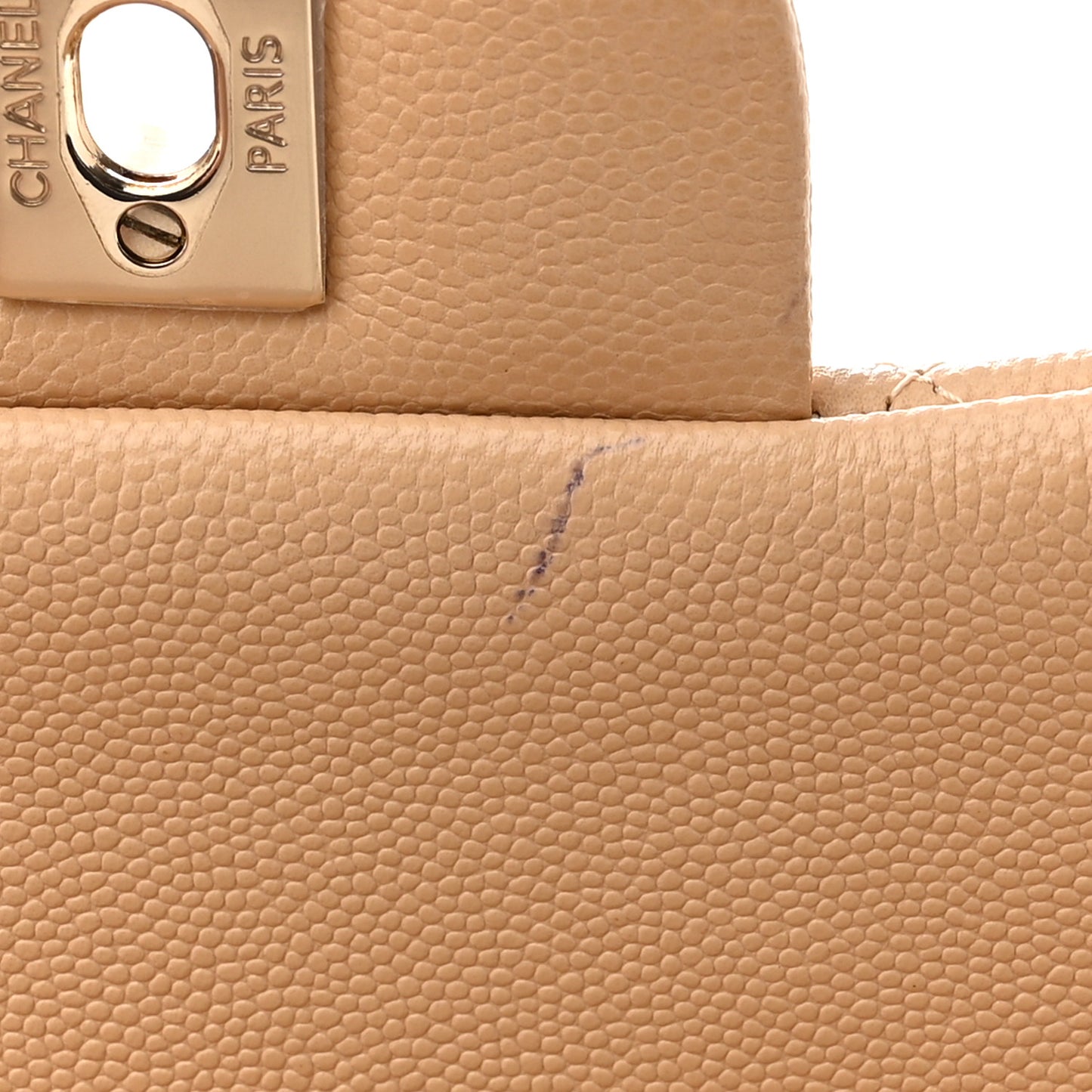 Caviar Quilted Jumbo Double Flap Beige Clair