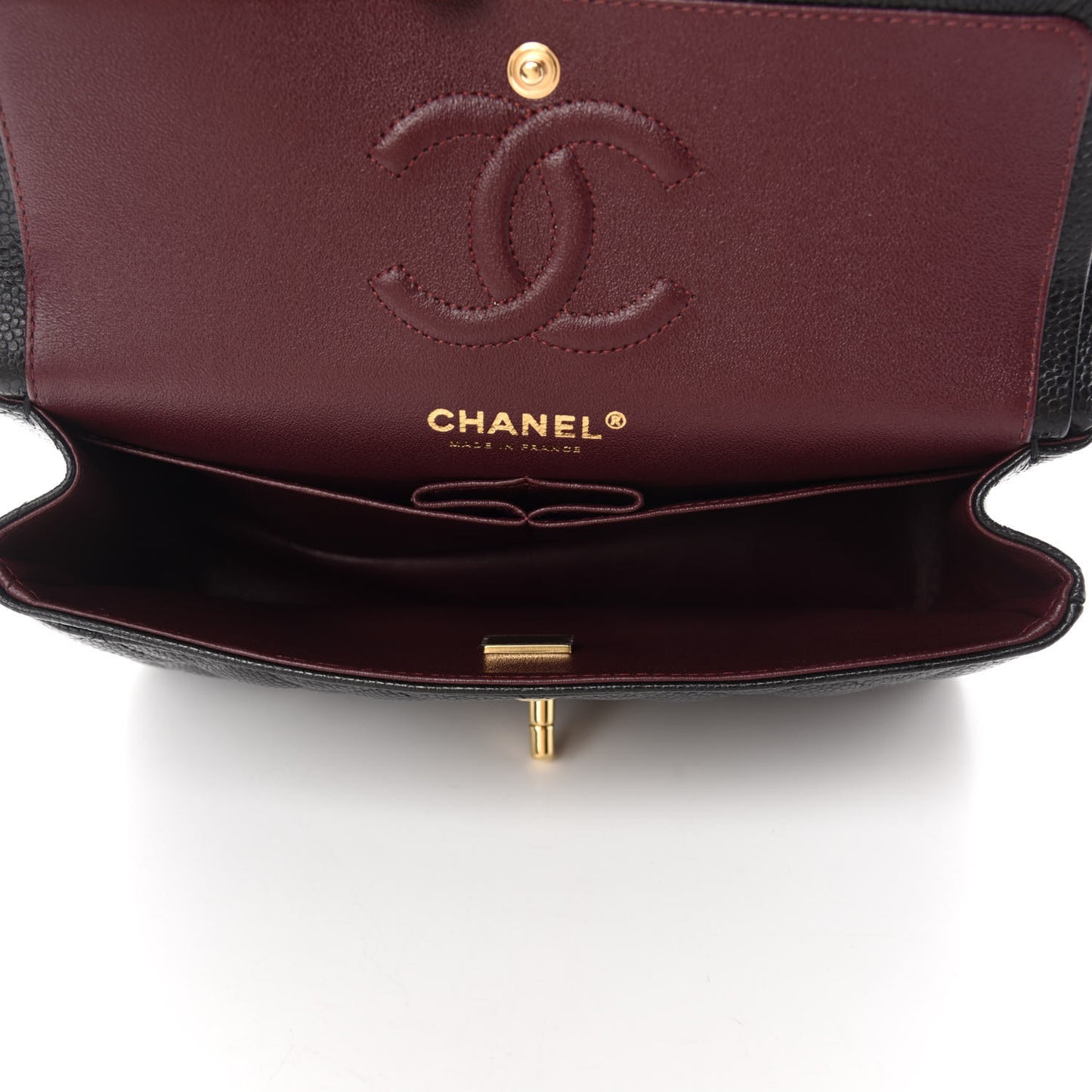 Caviar Quilted Small Double Flap Black