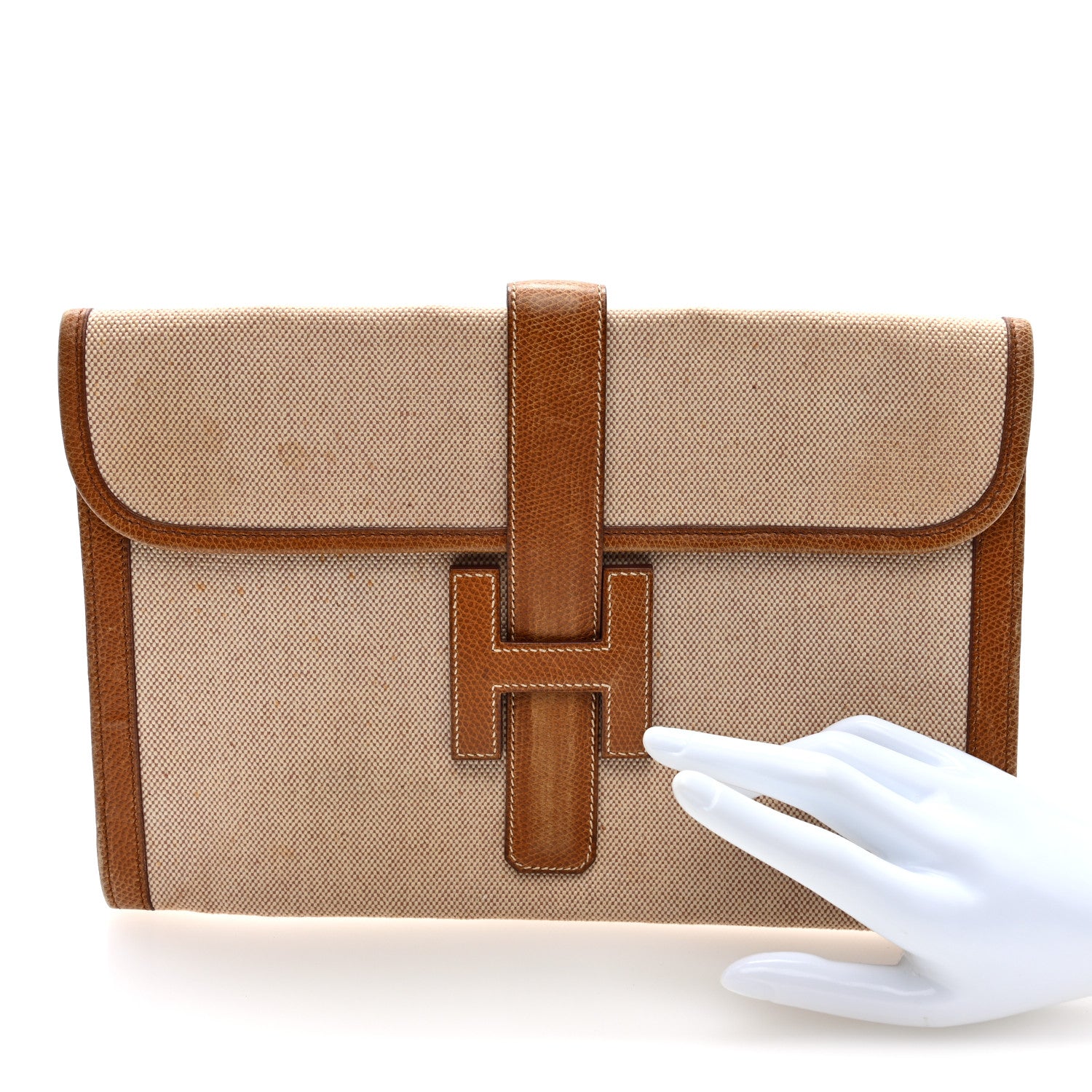Hermes Peau Porc Toile Jige PM Clutch 2 of 7