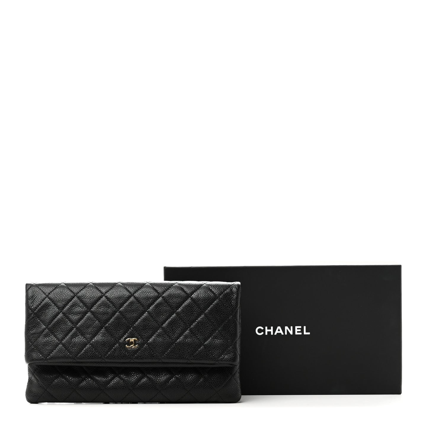 Caviar Quilted CC Beauty Clutch Black