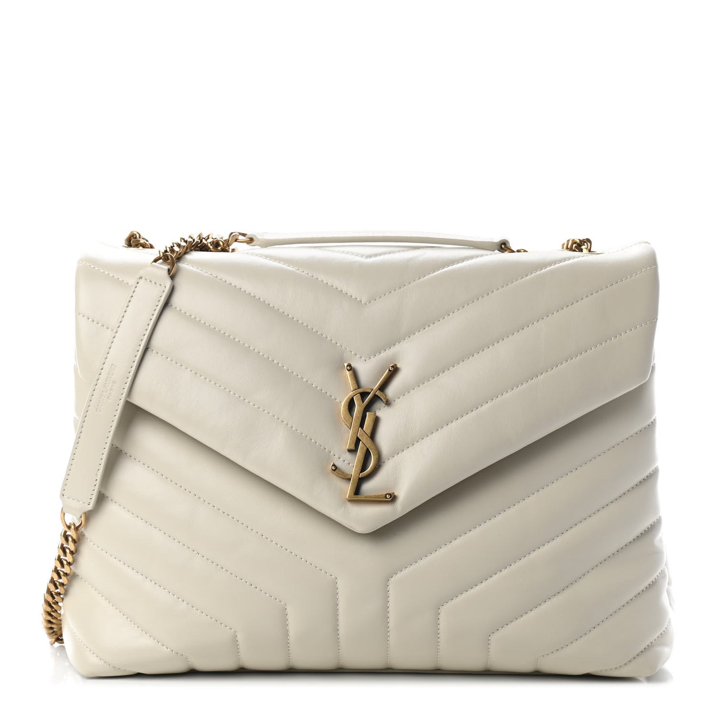 Calfskin Y Quilted Monogram Medium Loulou Chain Satchel Crema Soft