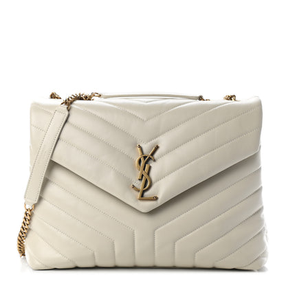 Saint Laurent Calfskin Y Quilted Monogram Medium Loulou Chain Satchel Crema Soft 1 of 5
