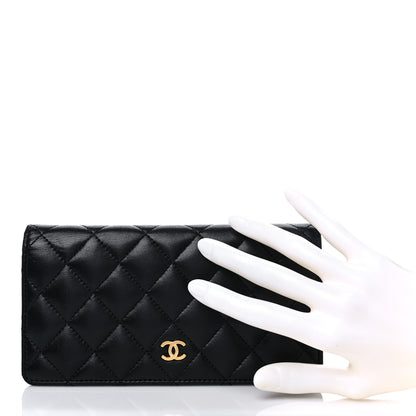 Chanel Lambskin Quilted Yen Wallet Black 2 of 13