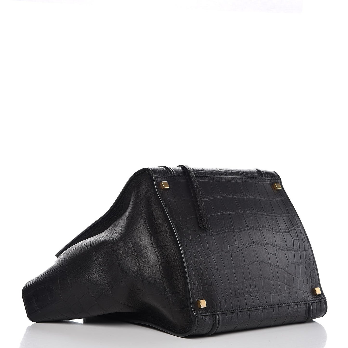 Crocodile Embossed Calfskin Medium Phantom Luggage Black