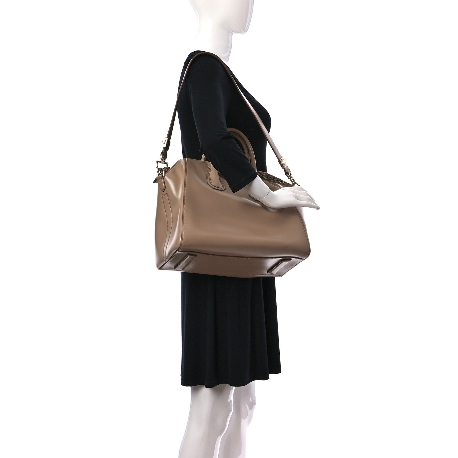 Givenchy Shiny Lord Calfskin Medium Antigona Dark Beige 2 of 17