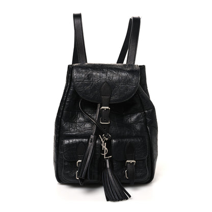 Saint Laurent Crocodile Embossed Lambskin Festival Backpack Black 1 of 10
