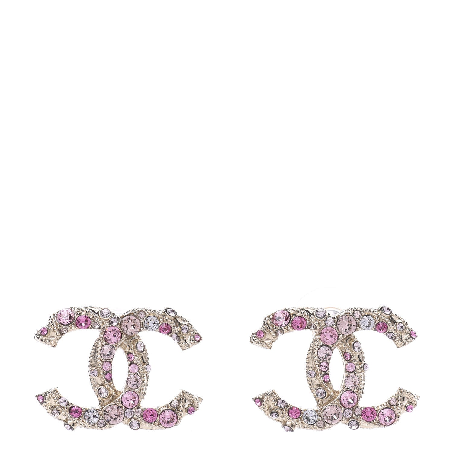 Chanel Crystal Twisted CC Earrings Pink Gold 1 of 5