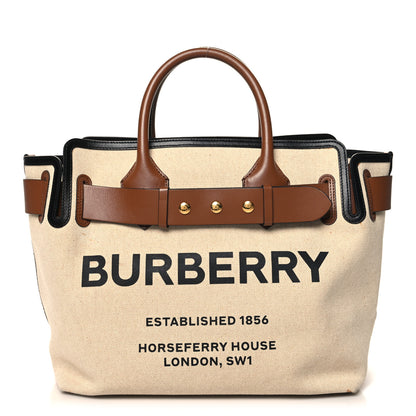Burberry Calfskin Canvas Logo Print Medium Belt Bag Malt Brown Black 1 of 14
