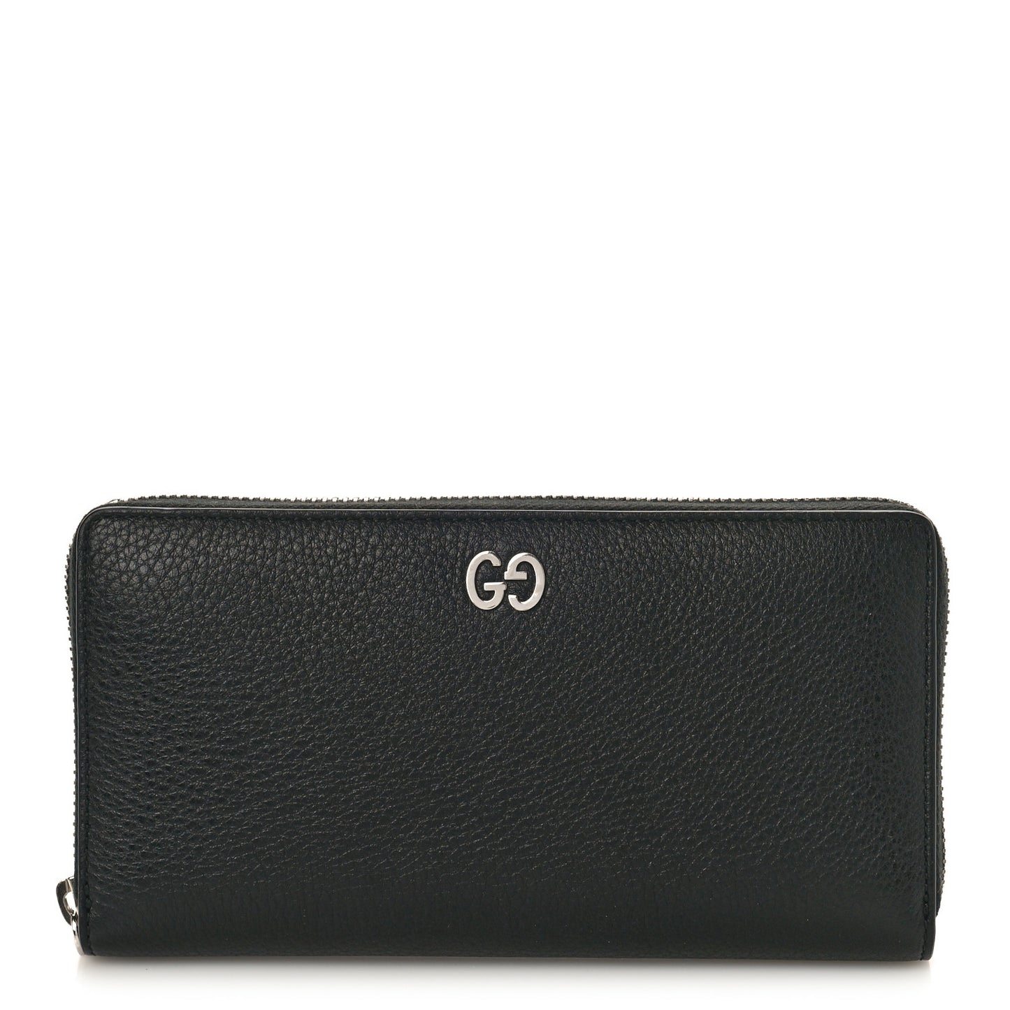 Pebbled Calfskin Dorian Zip Around Wallet Black