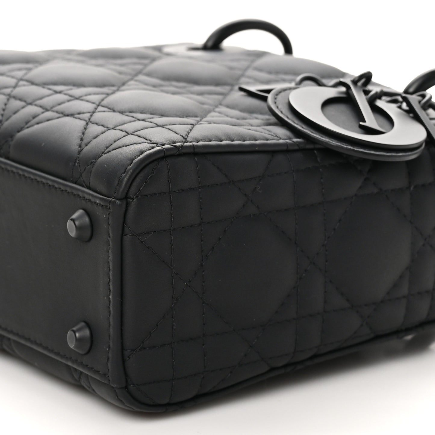 Ultra Matte Calfskin Cannage Mini Lady Dior Black