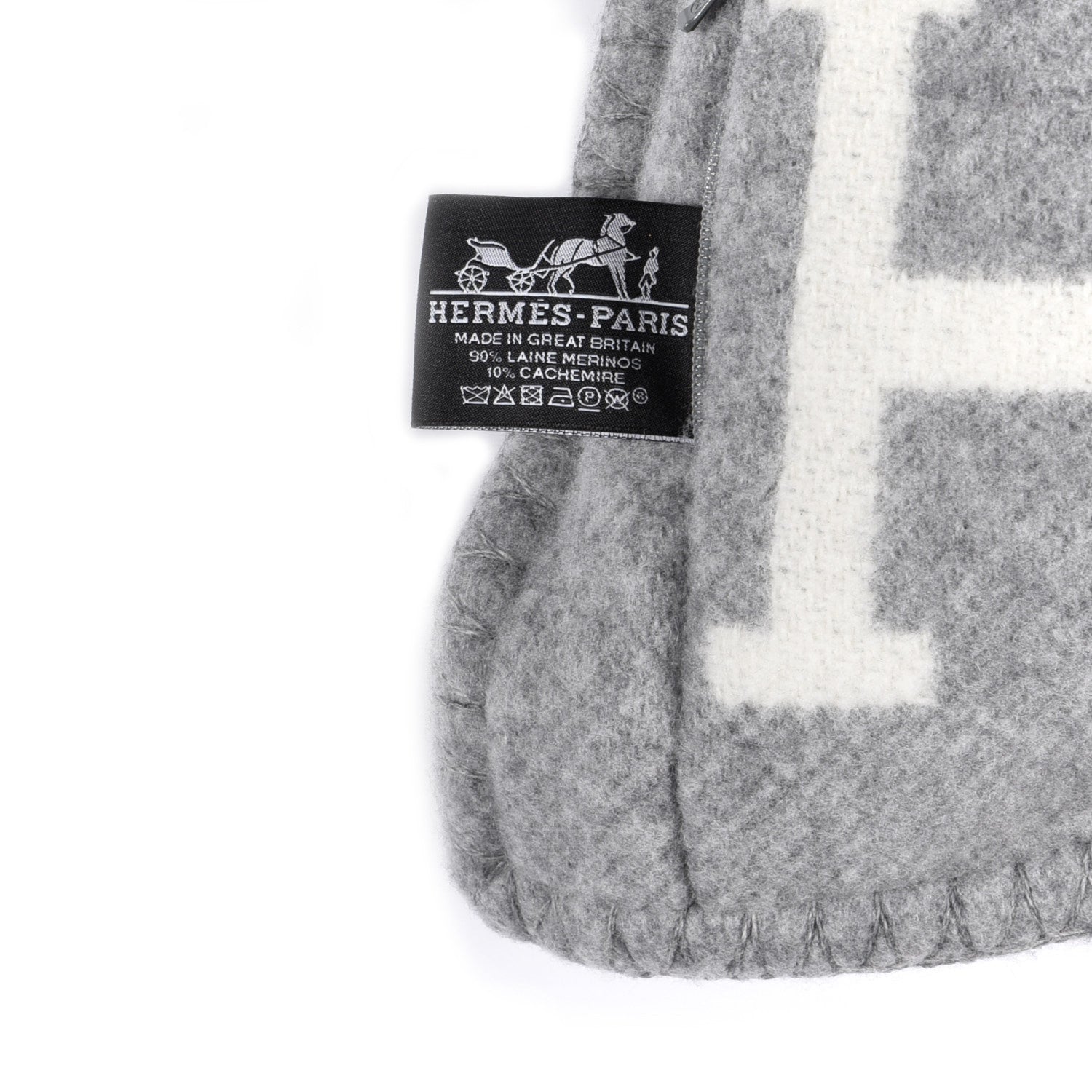 Hermes Wool Cashmere Avalon III Pillow PM Ecru Gris Clair 3 of 4