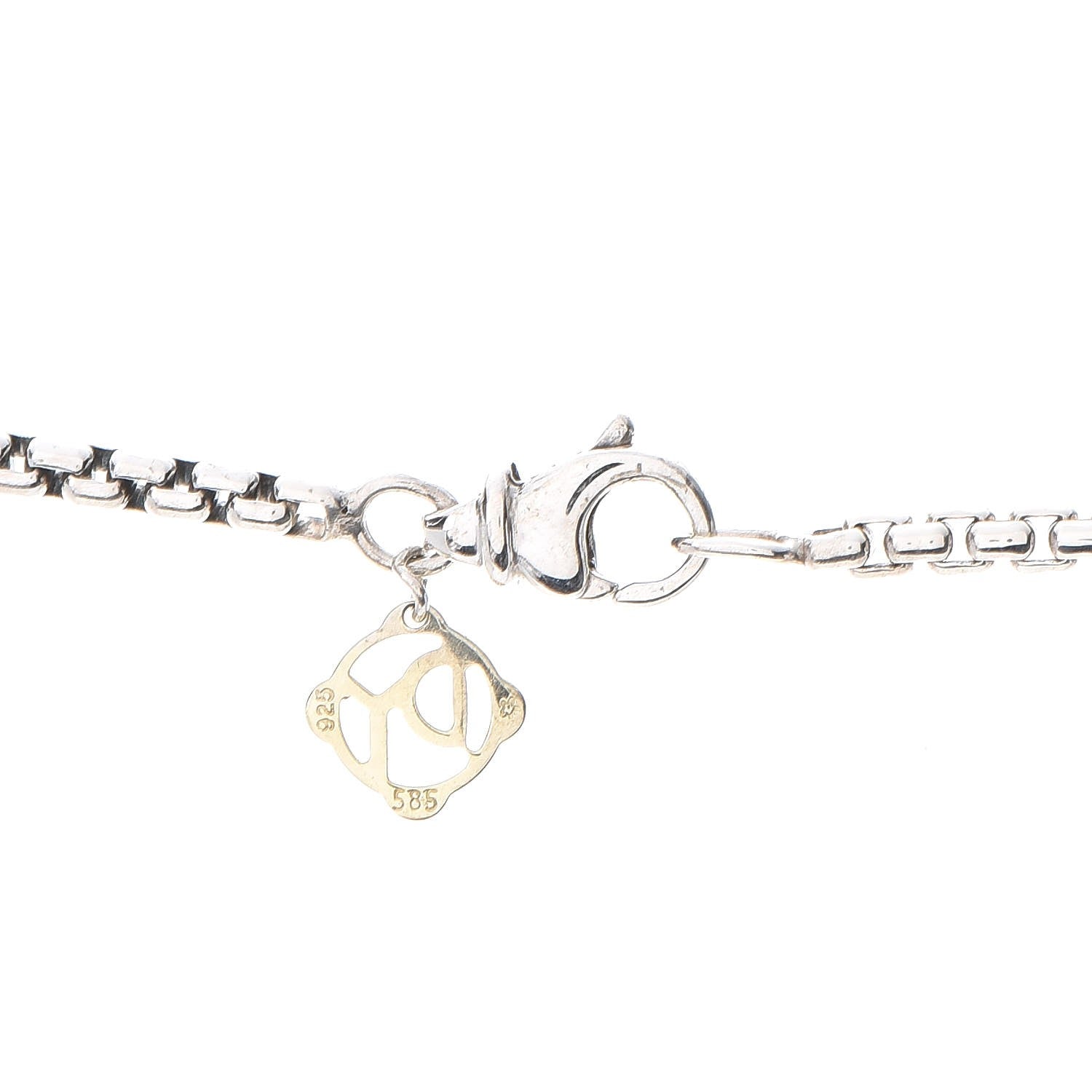 David Yurman Sterling Silver 14K Yellow Gold Pave Diamond 11mm Petite Albion Necklace 6 of 6