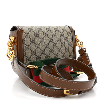 Gucci GG Supreme Monogram Web Mini Horsebit 1955 Shoulder Bag Beige Brown Sugar 3 of 10