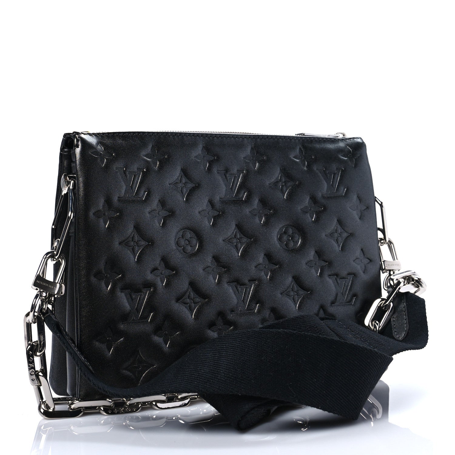Louis Vuitton Lambskin Embossed Monogram Coussin PM Anthracite 3 of 7