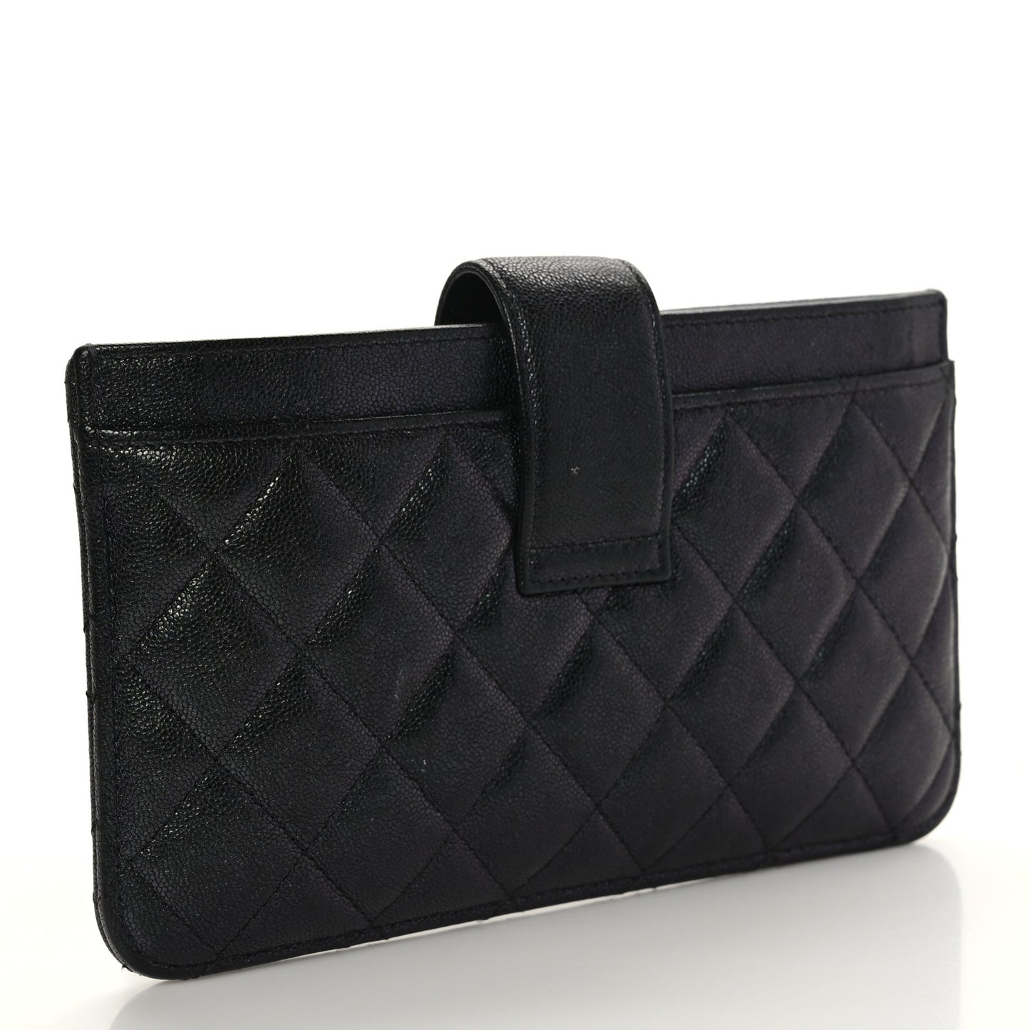 Iridescent Caviar Quilted Classic Strap Pouch Black