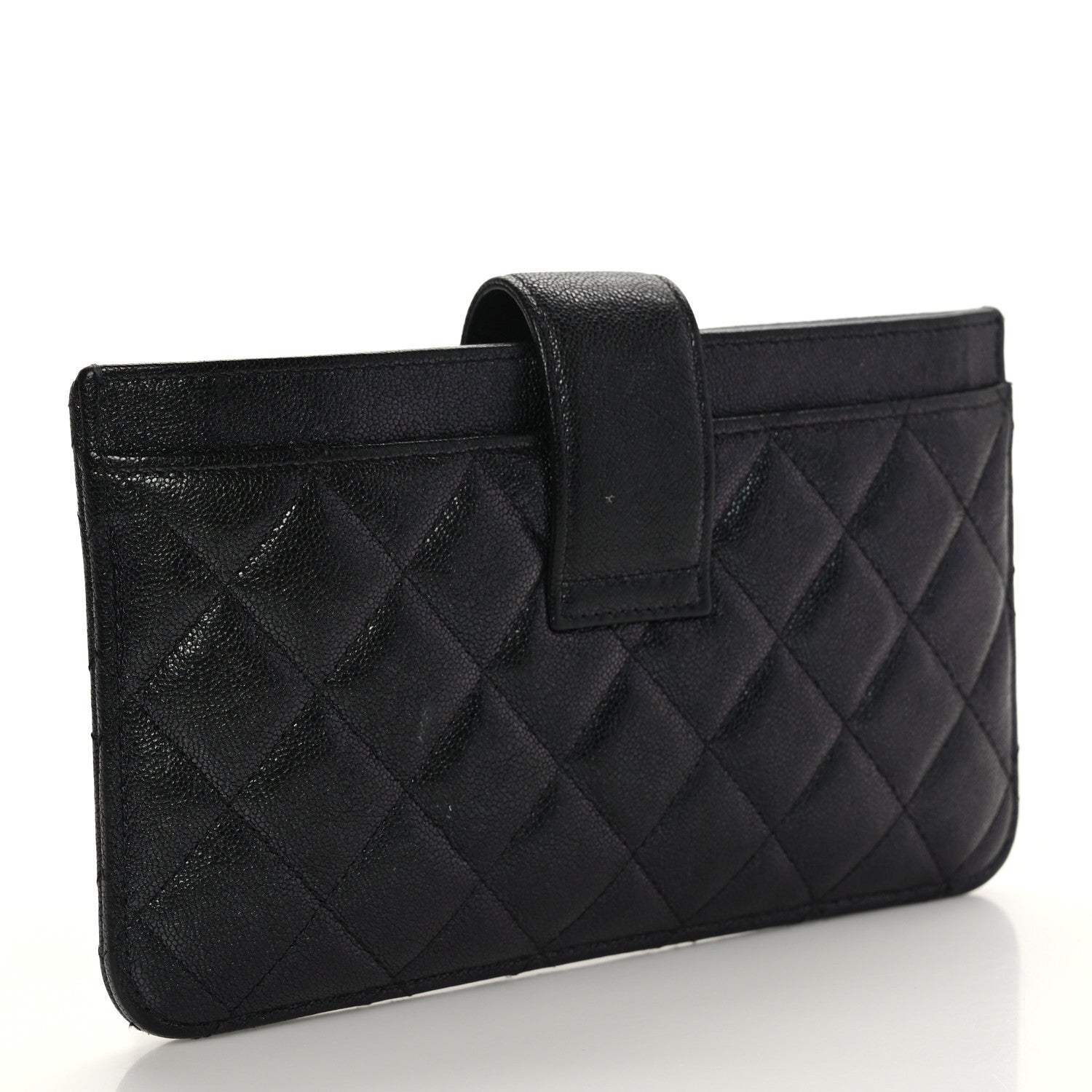 Chanel Iridescent Caviar Quilted Classic Strap Pouch Black 3 of 9
