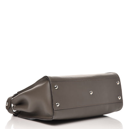 Fendi Vitello Seta Shiny Nappa Medium Peekaboo Iconic Satchel Carbone Grigio Polvere 5 of 12