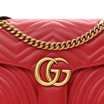 Gucci Calfskin Matelasse Small GG Marmont Shoulder Bag Hibiscus Red 7 of 13