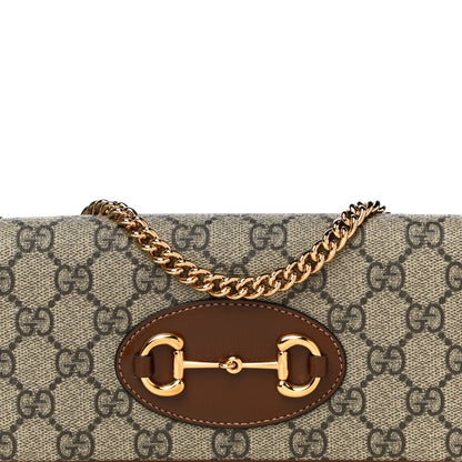 Gucci GG Supreme Monogram Azalea Calfskin Horsebit 1955 Wallet On Chain Beige Ebony Brown Sugar 7 of 10